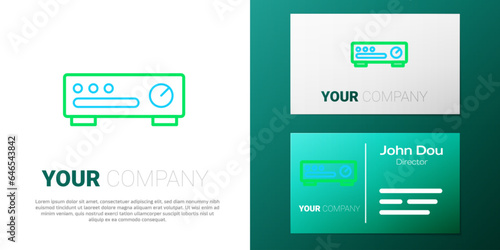 Line Sound mixer controller icon isolated on white background. Dj equipment slider buttons. Mixing console. Colorful outline concept. Vector