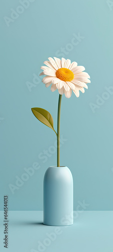 A daisy on blue background with a flower on it