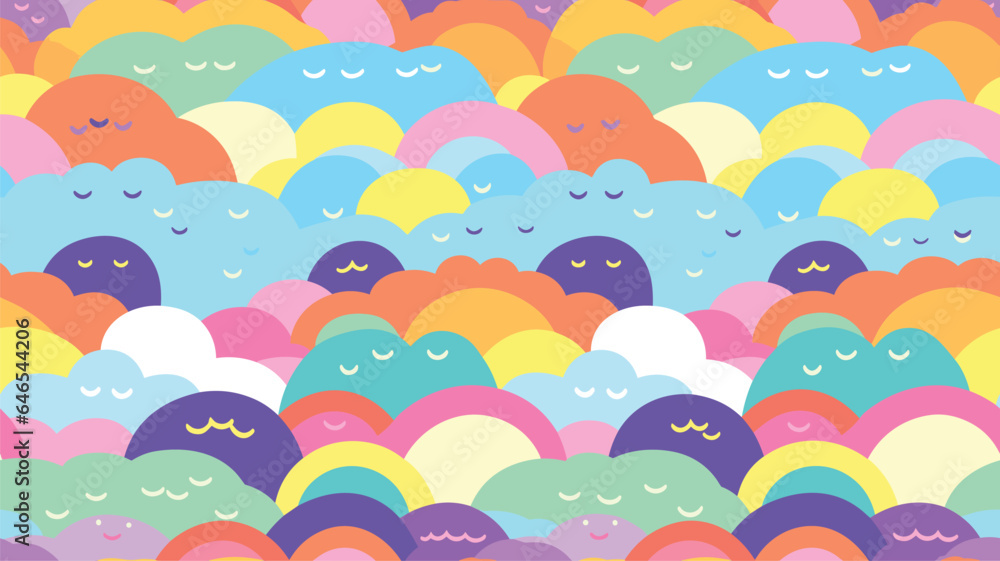 Diverse colorful rainbow seamless pattern illustration. Multi color abstract texture in funny doodle style. Cute children background design.