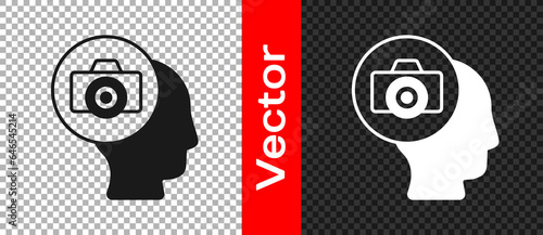 Black Photo camera icon isolated on transparent background. Foto camera. Digital photography. Vector