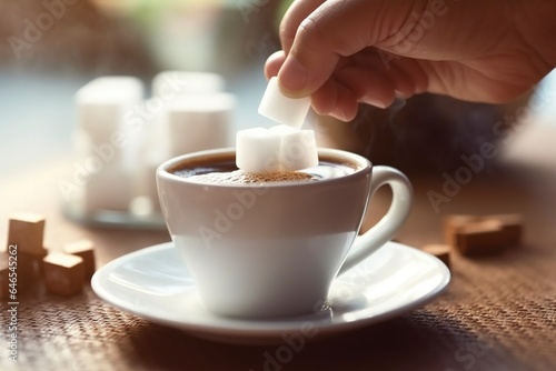 Sugar cubes to sweeten a coffee, high in glucose.