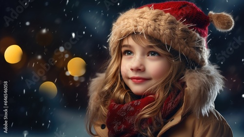 A little girl wearing a hat and scarf