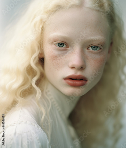 Portrait of beautiful young albino woman