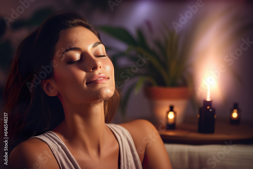 Healthy woman in spa salon. Traditional oriental aroma therapy and beauty treatments