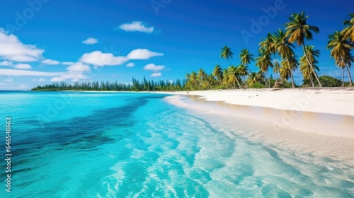 Beautiful sandy beach with white sand and rolling calm wave