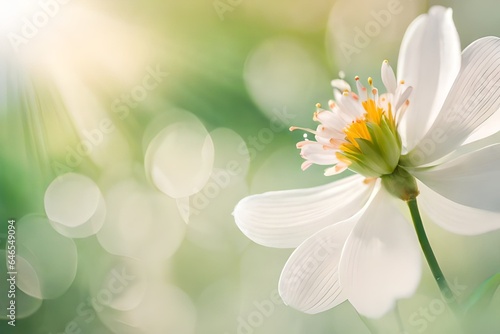 spring background, Lovely spring flowers and leaves on white background with negative space.