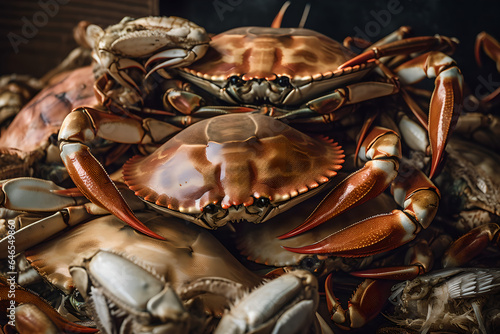 a close up of a Pile of Dungeness crab, AI generated, Generative AI, AI Art, illustration,