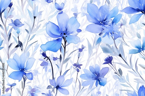 Wallpaper Mural Seamless minimalistic watercolor pattern: the wildflowers and herbs. AI generated Torontodigital.ca