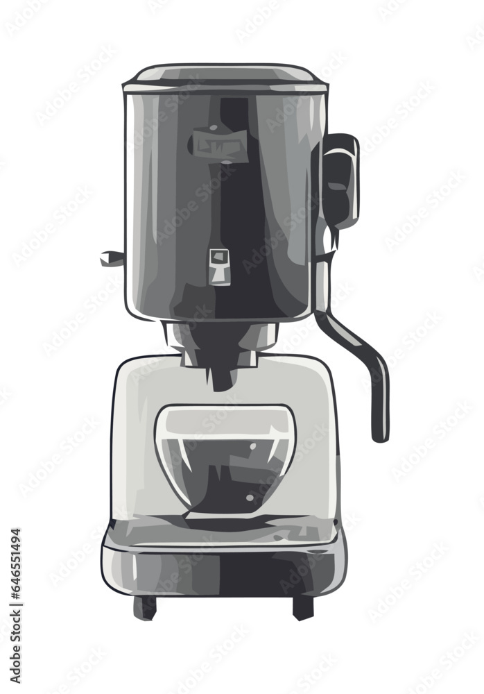 Metallic coffee maker symbol with steam handle Metallic coffee maker symbol with steam handle