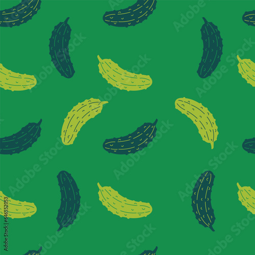 Green pickles seamless pattern. Vector illustration.