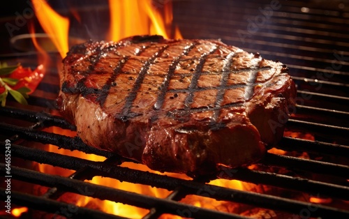 Delicious juicy steak with grill marks on a BBQ