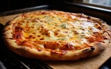 Homemade pizza with bubbling cheese and crispy crust just out of the oven.