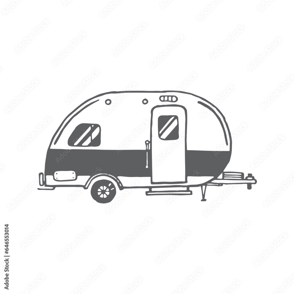 travel trailer drawing, camping trailer illustration