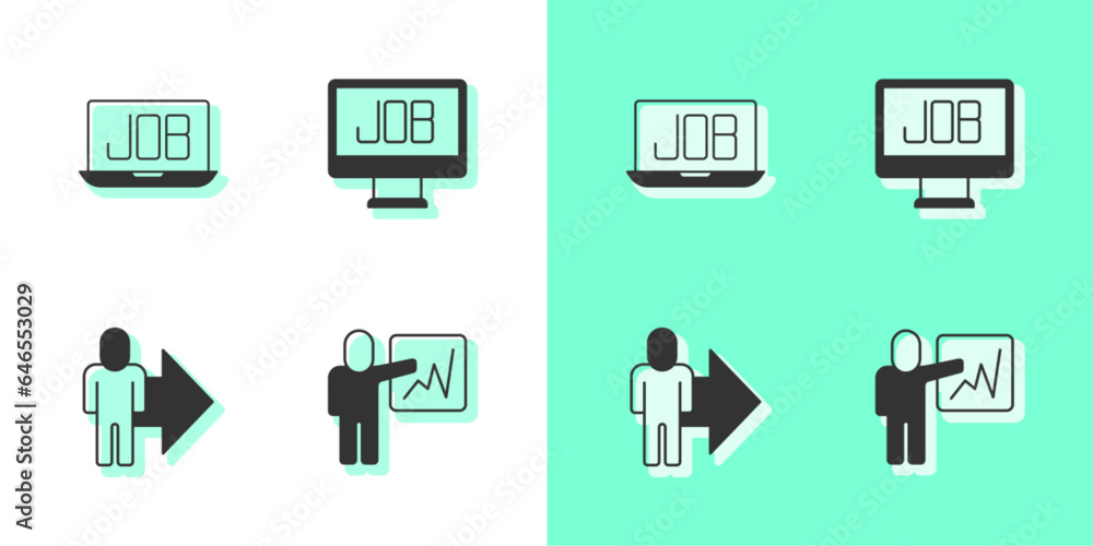 Set Leader of a team of executives, Search job, and icon. Vector Set Leader of a team of executives, Search job, and icon. Vector