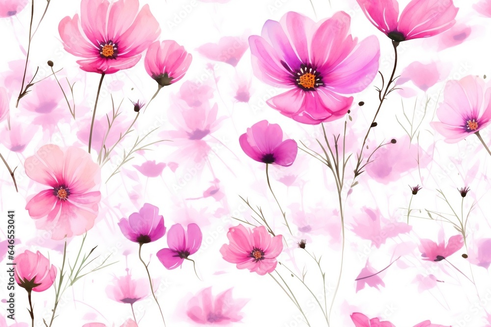 custom made wallpaper toronto digitalSeamless minimalistic watercolor pattern: the wildflowers and herbs. AI generated