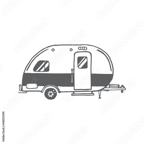 travel trailer drawing, camping trailer illustration