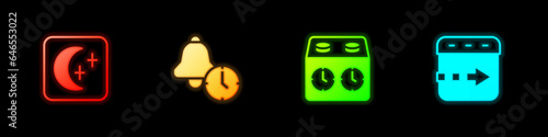 Set Moon and stars, Alarm clock, Time chess and flies the icon. Vector