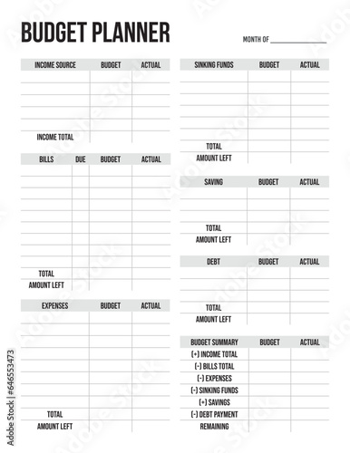 Monthly Budget Planner Printable, Monthly Bills Tracker