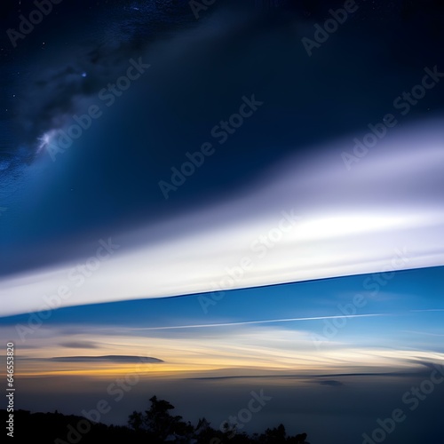 Night sky with clouds. Dark dramatic sky background with space for design. © M