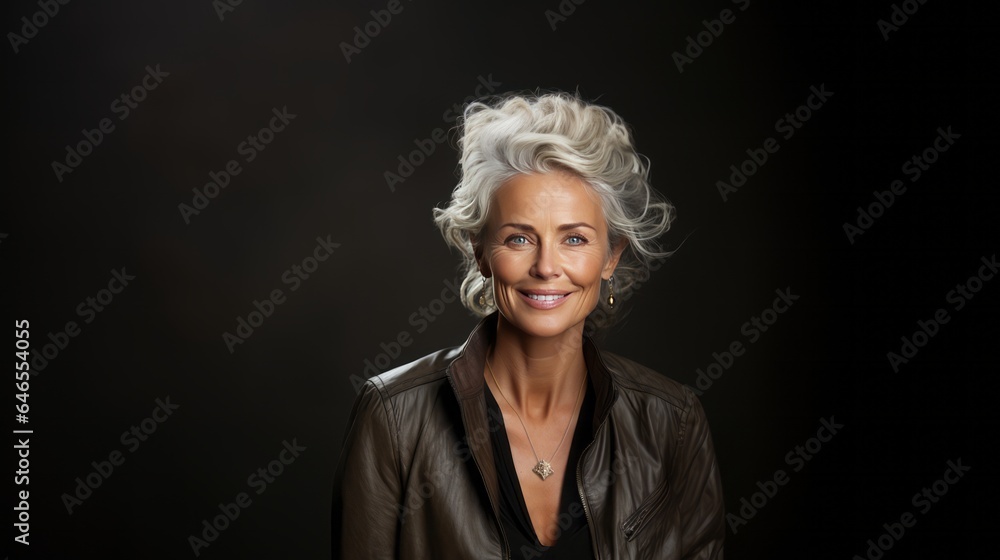 pretty middle aged 50s woman isolated on background