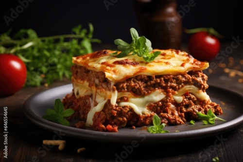Hot lasagna with cheese