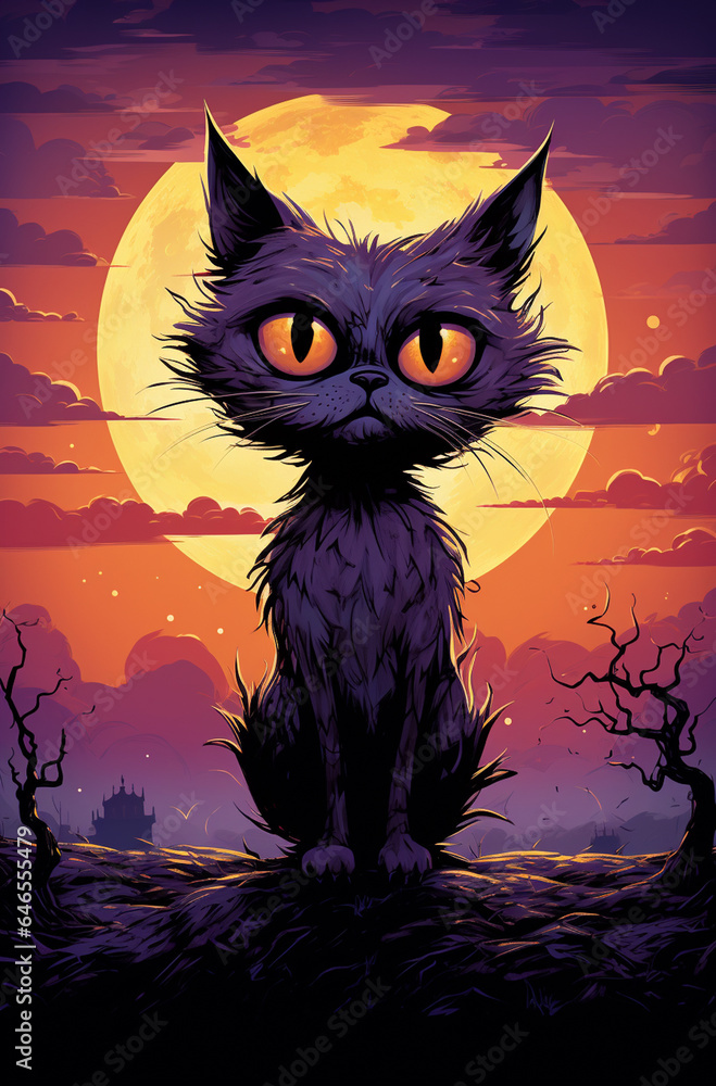 Halloween black cat drawing Halloween black cat drawing