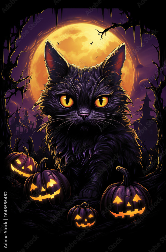 Halloween black cat drawing Halloween black cat drawing