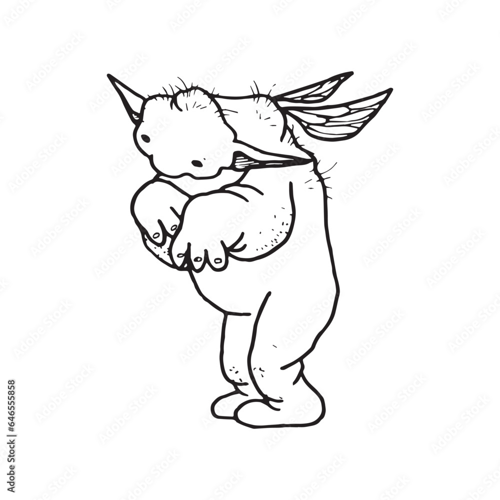 Obraz premium Handdrawn magic creature, Magic animal drawing