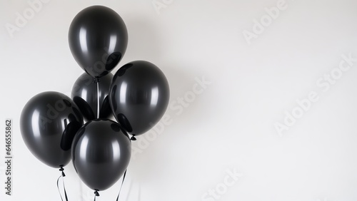 Black balloons on a white background, Black Friday concept, elegant balloons, Generative AI