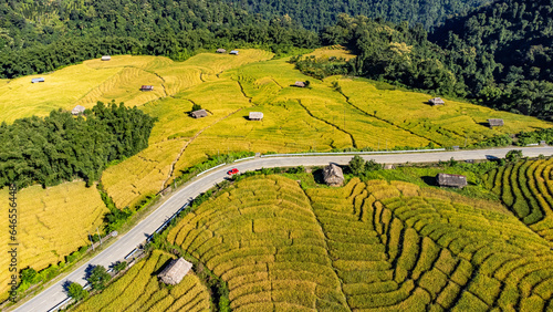 Driving through stunning rice fields in Arunachal Pradesh, India