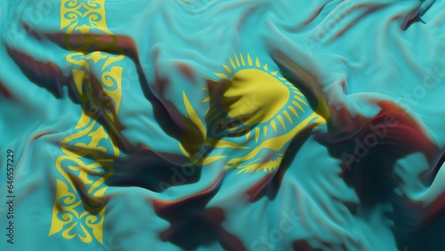 Abstract Kazakhstan Flag 3D Render (3D Artwork) photo