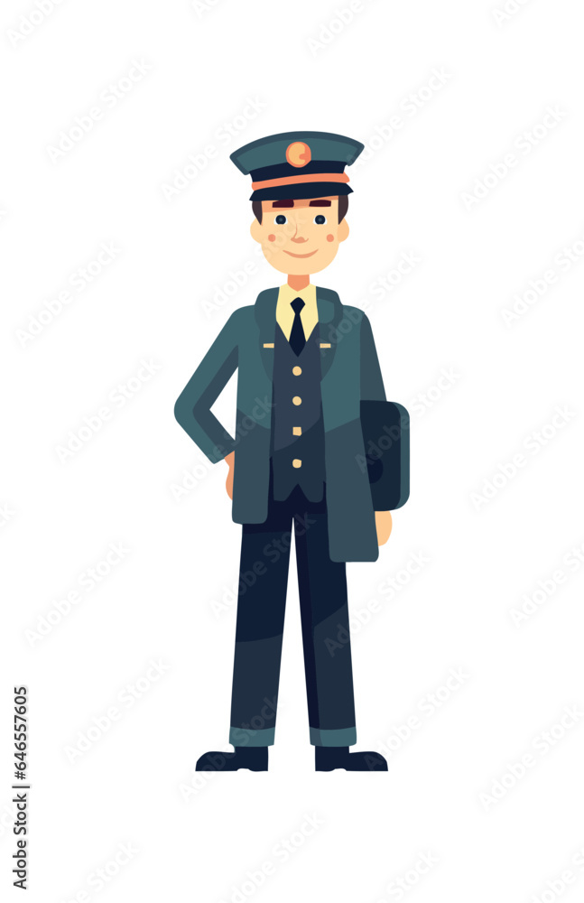 One person standing in uniform, smiling proudly One person standing in uniform, smiling proudly