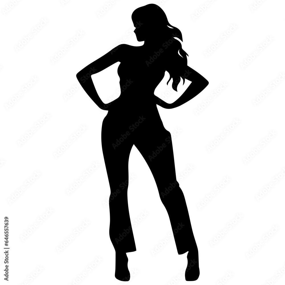 black silhouettes of fashion model girl black silhouettes of fashion model girl