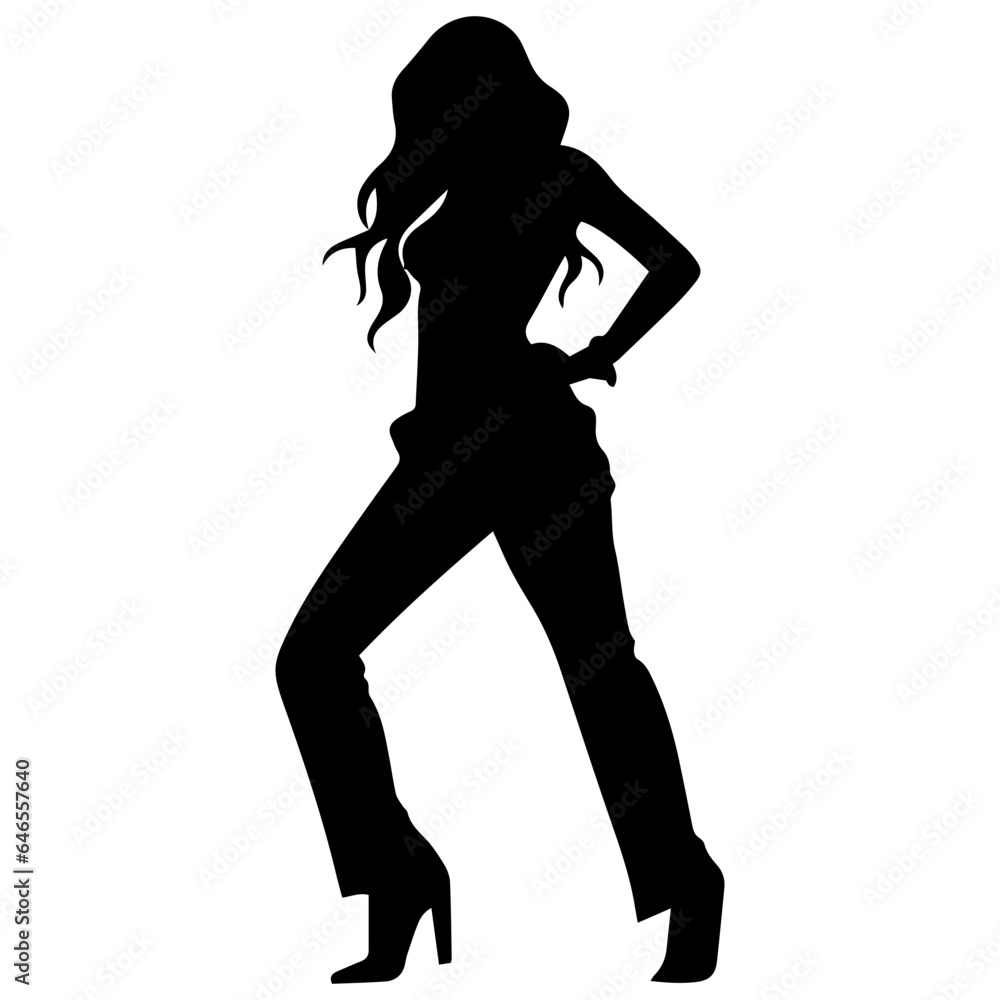 Fototapeta premium black silhouettes of fashion model girl