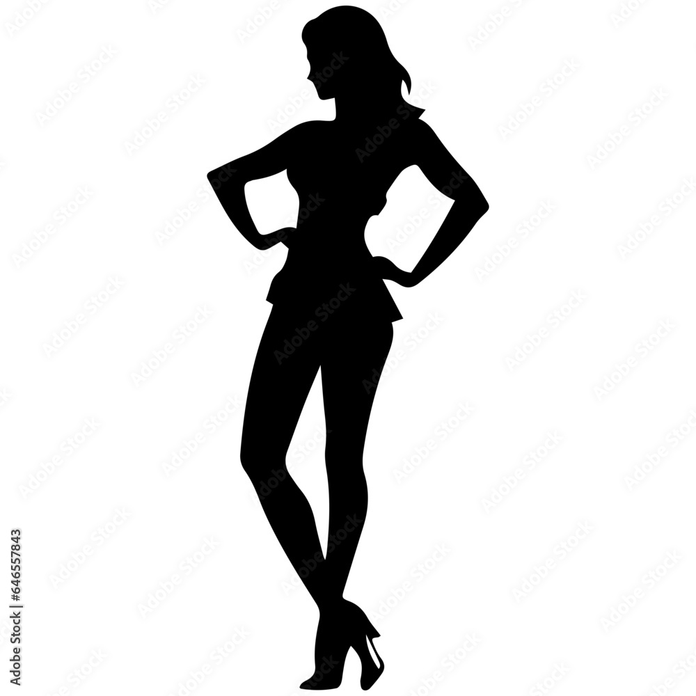 black silhouettes of fashion model girl