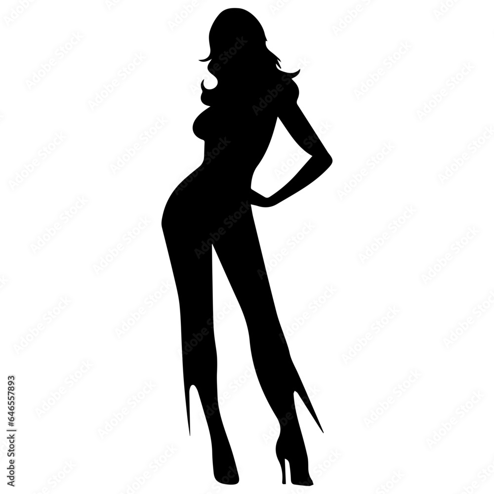 black silhouettes of fashion model girl black silhouettes of fashion model girl