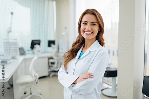 Female dentist's joyful professional portrait