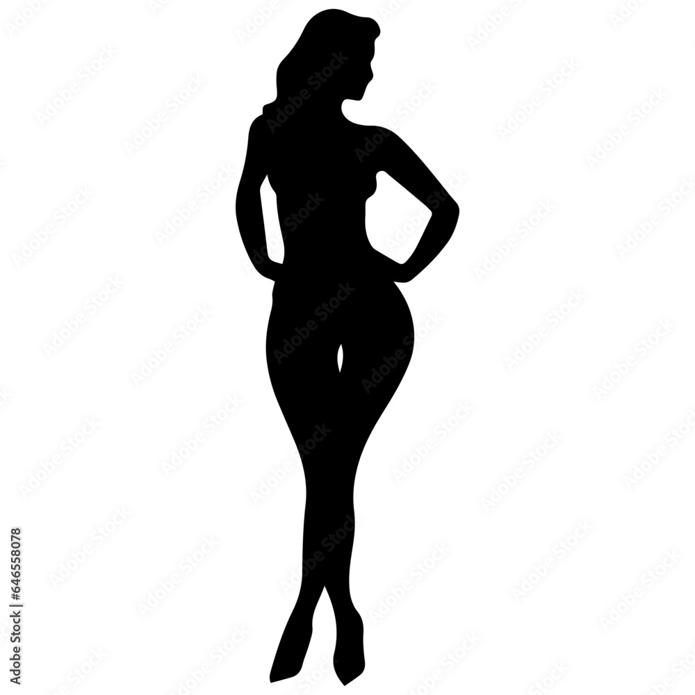 black silhouettes of fashion model girl black silhouettes of fashion model girl