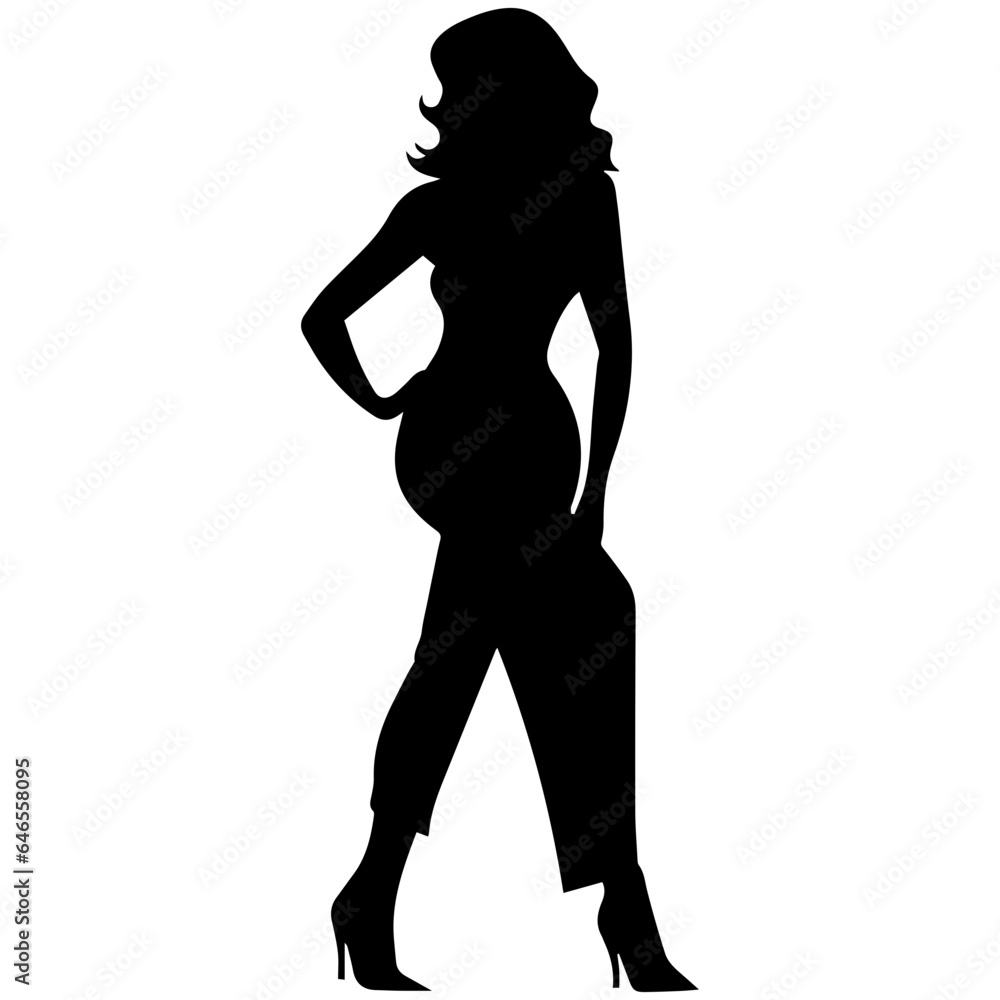 black silhouettes of fashion model girl