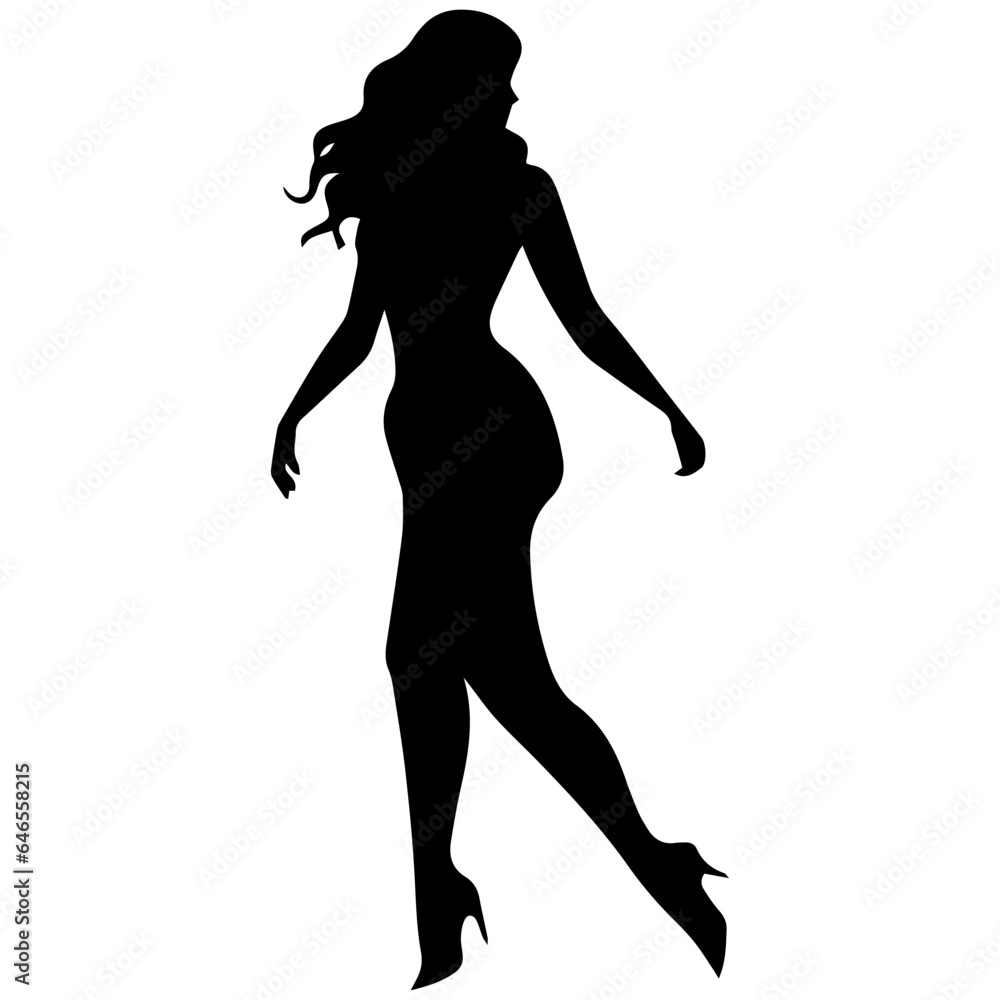 black silhouettes of fashion model girl black silhouettes of fashion model girl