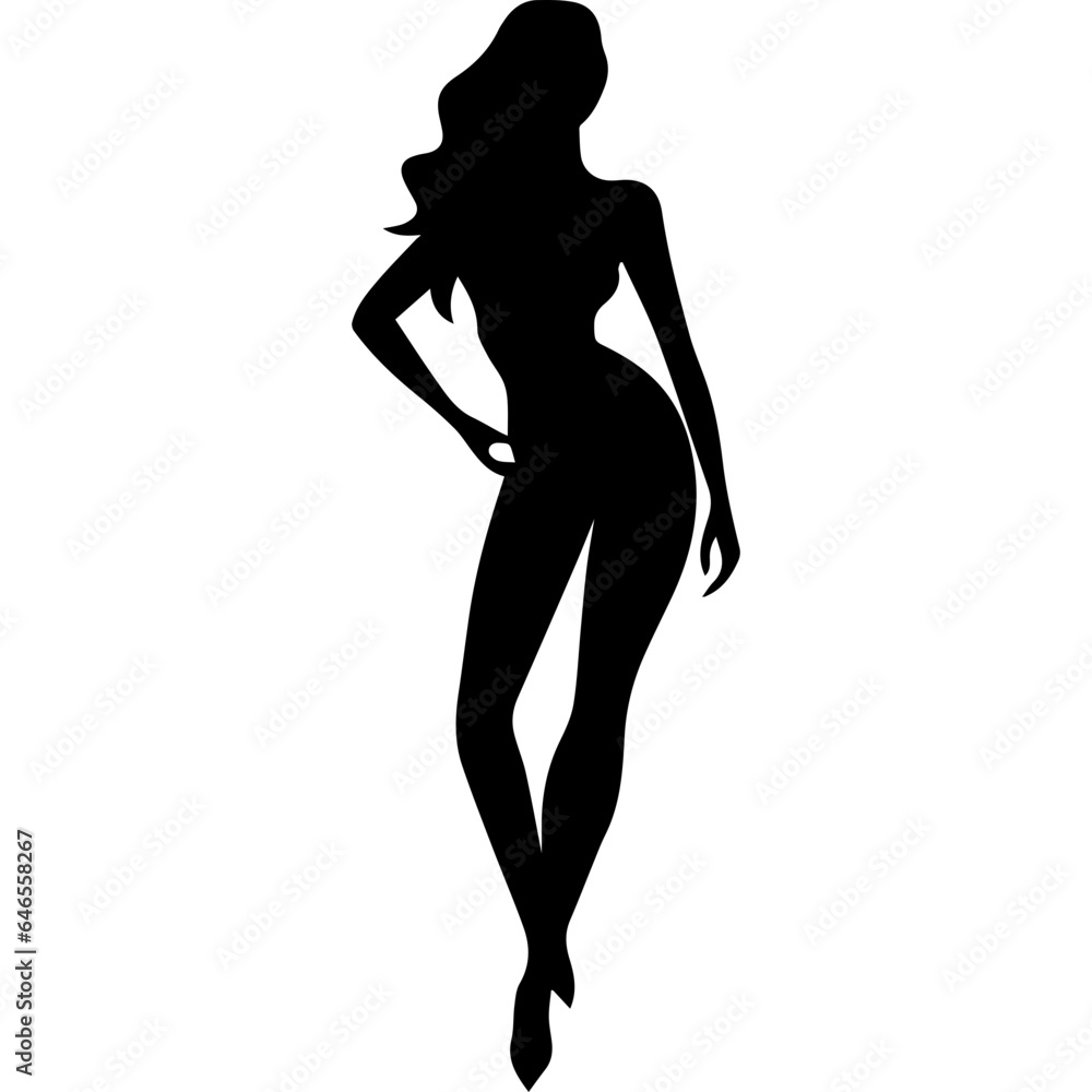 black silhouettes of fashion model girl black silhouettes of fashion model girl
