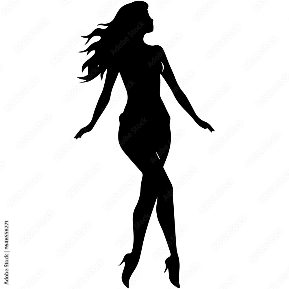 black silhouettes of fashion model girl black silhouettes of fashion model girl