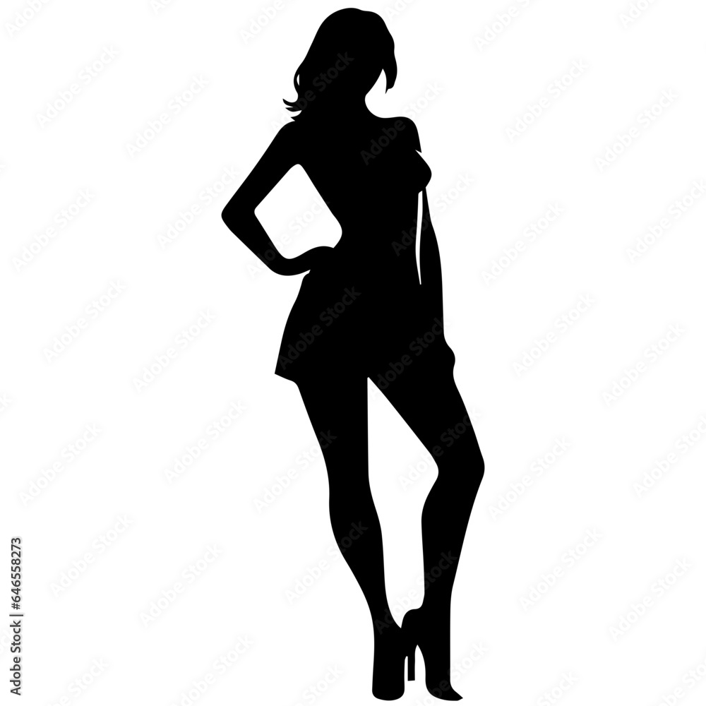 black silhouettes of fashion model girl black silhouettes of fashion model girl