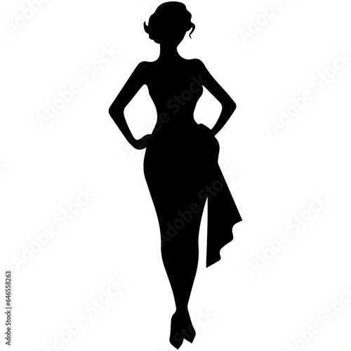 black silhouettes of fashion model girl