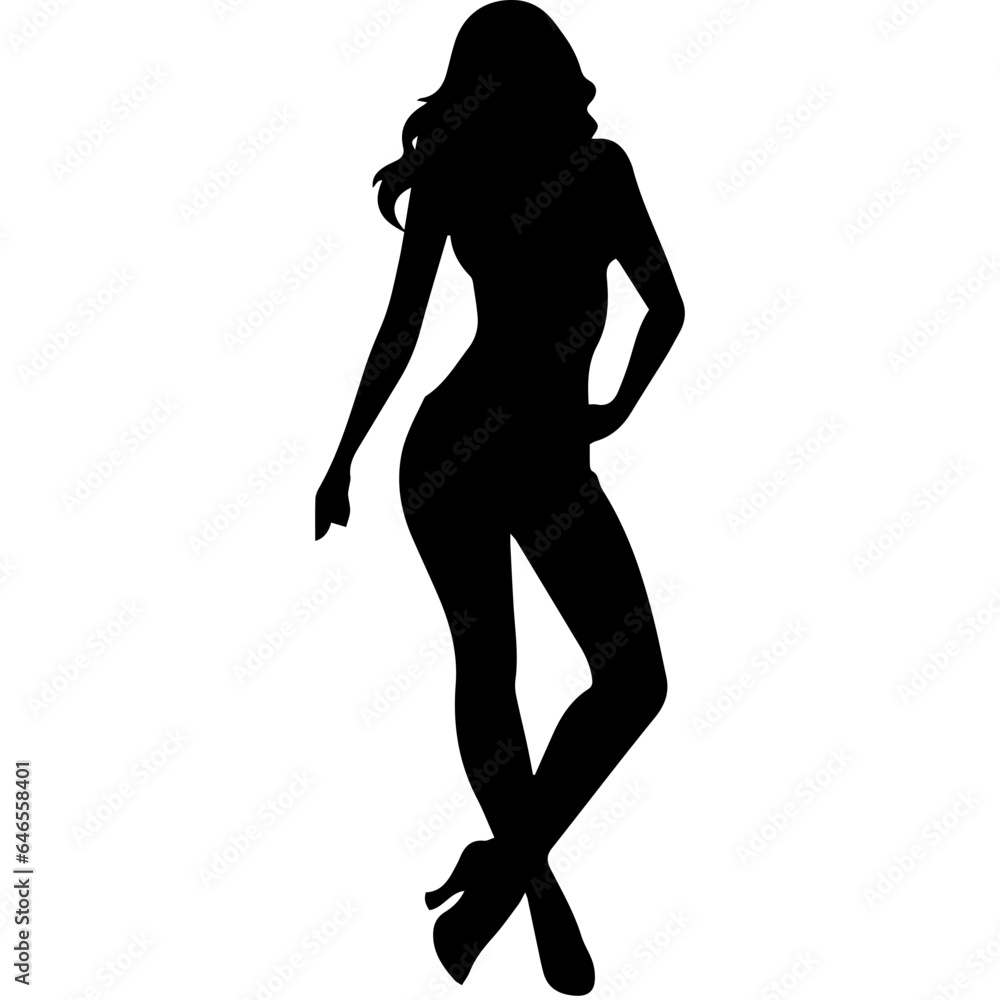 black silhouettes of fashion model girl black silhouettes of fashion model girl