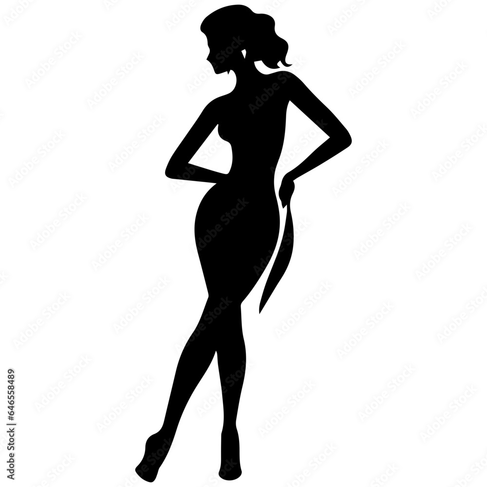 black silhouettes of fashion model girl black silhouettes of fashion model girl