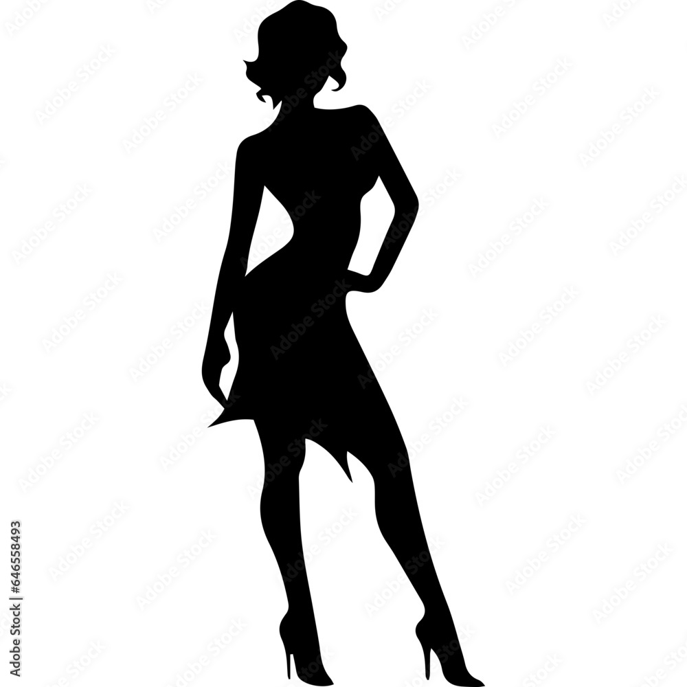 black silhouettes of fashion model girl black silhouettes of fashion model girl