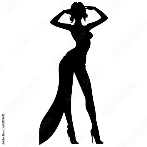 black silhouettes of fashion model girl