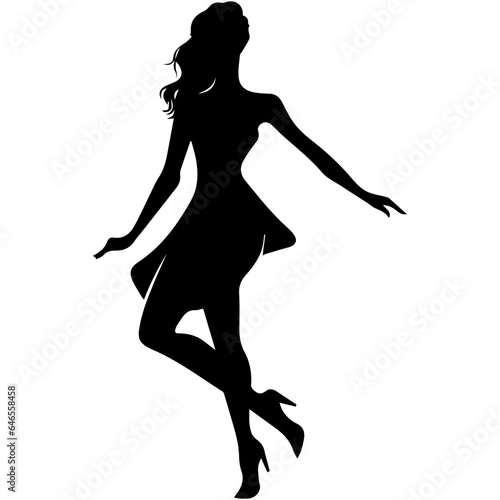 black silhouettes of fashion model girl