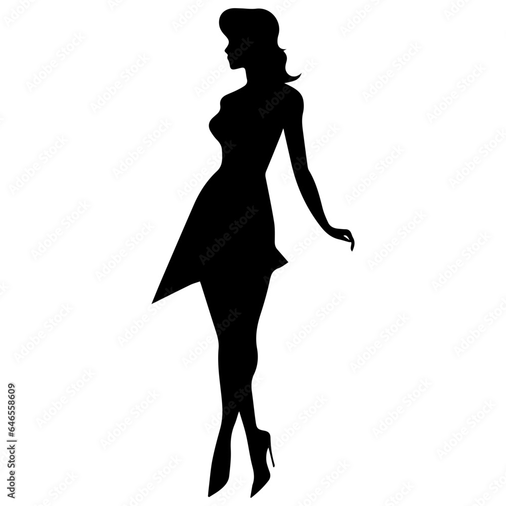 black silhouettes of fashion model girl black silhouettes of fashion model girl